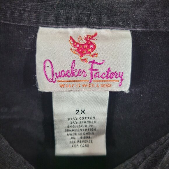 Quacker Factory Velvet Bomber Jacket Plus Size 2X Coat Rhinestone Velour Black - Picture 5 of 5